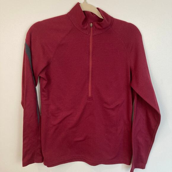 REI Womens M Burgundy Quarter Zip Athletic Pullover Running Outdoors Base Layer - Picture 1 of 9